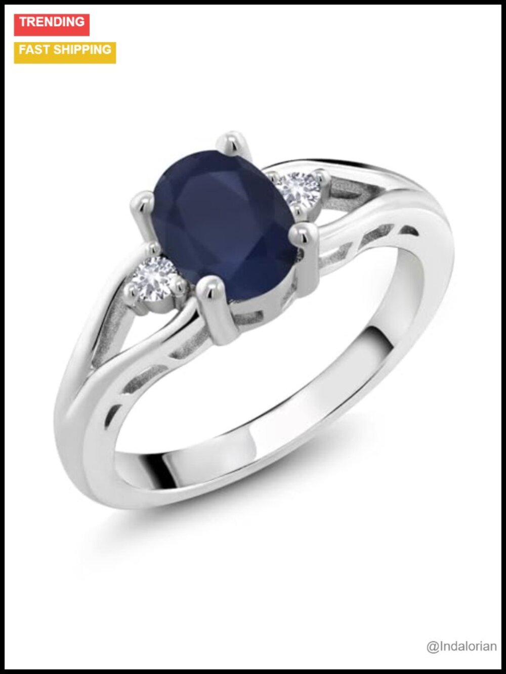 Sterling Silver 3-Stone Sapphire Ring for Women